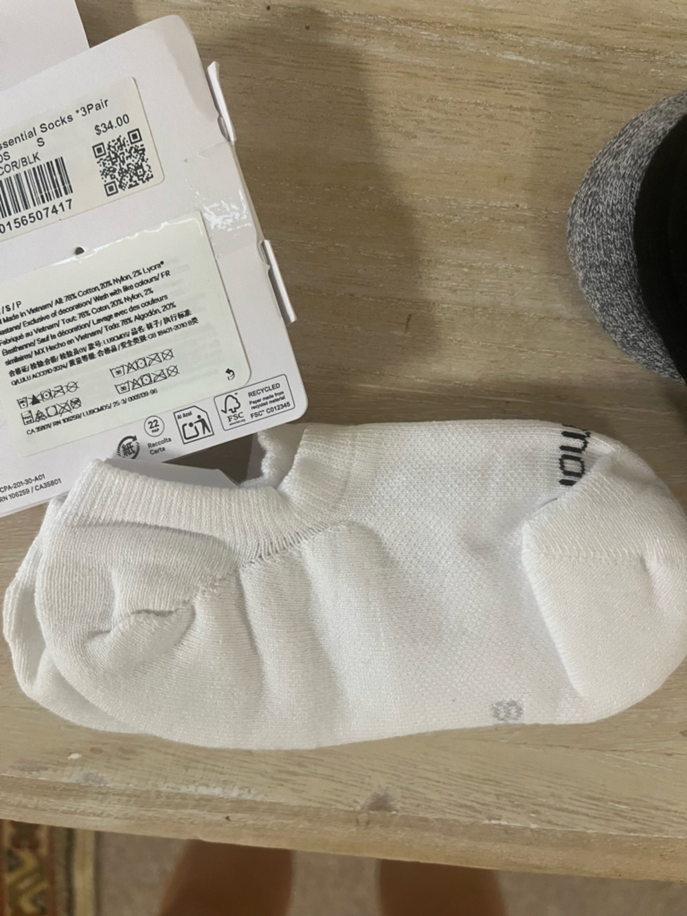 lululemon athletica No-Show Daily Essential Socks - White, Black, Gray (3 Pack) - Picture 4 of 10